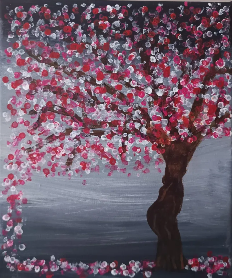 Cerezo en Flor — Acrílico sobre lienzo