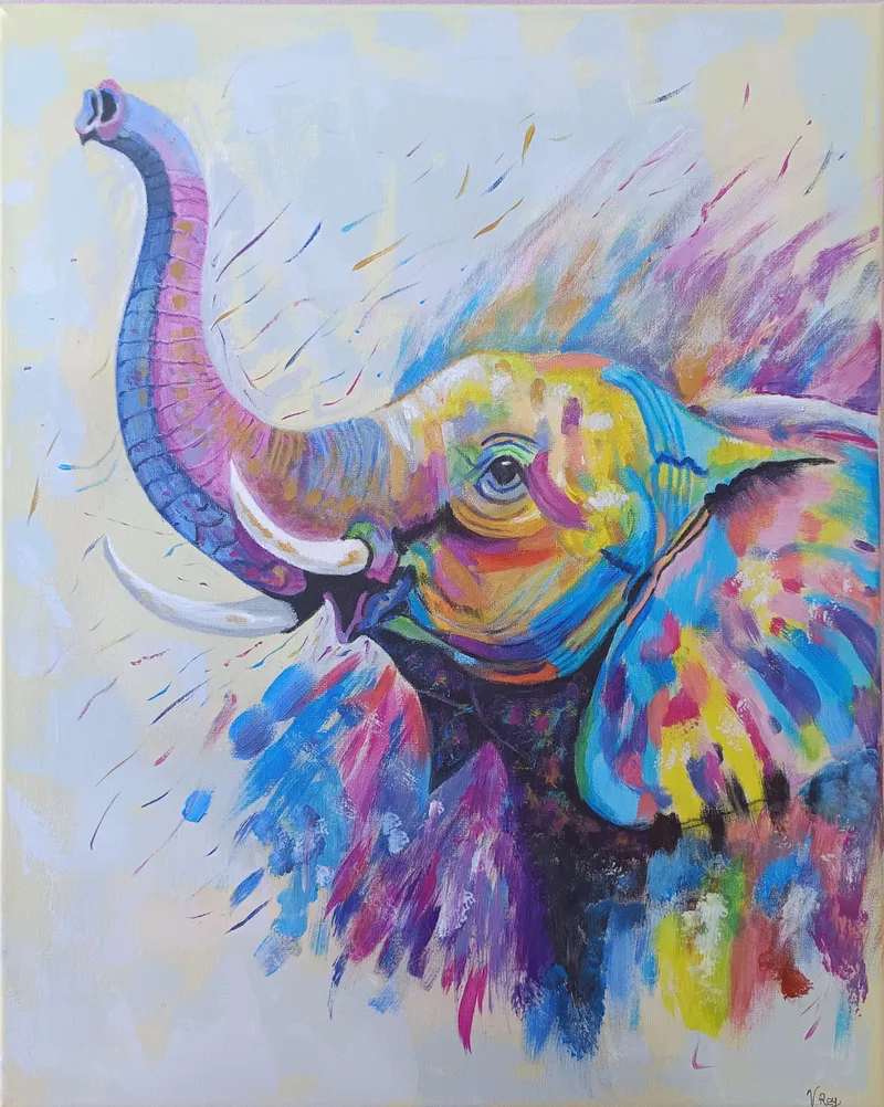 Elefante de Colores — Acrílico sobre lienzo