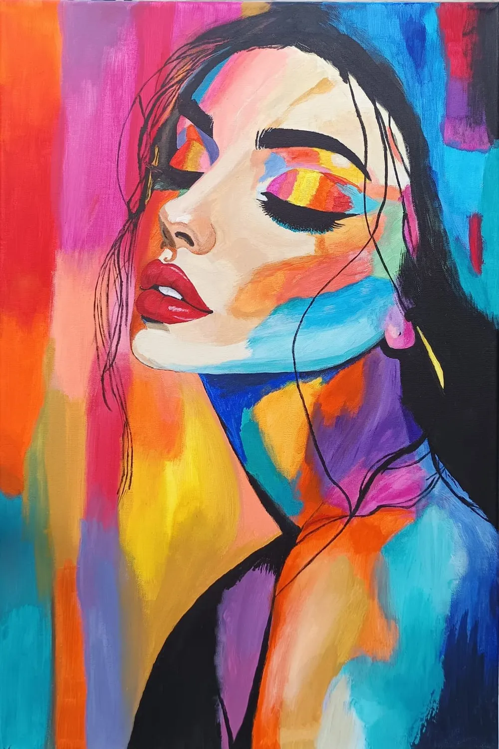 Mujer de Colores, cuadro original pintado a mano